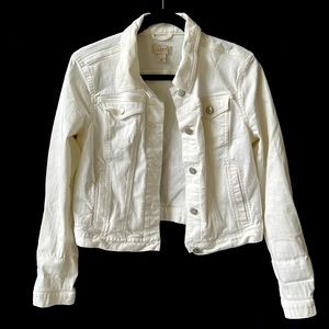 LOFT white denim crop length jacket